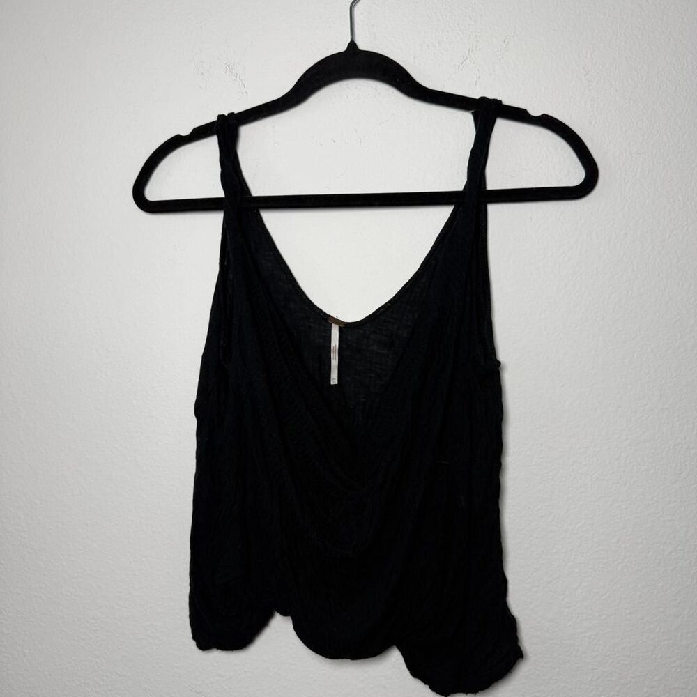 Free People Black slouchy flowy tank top D3